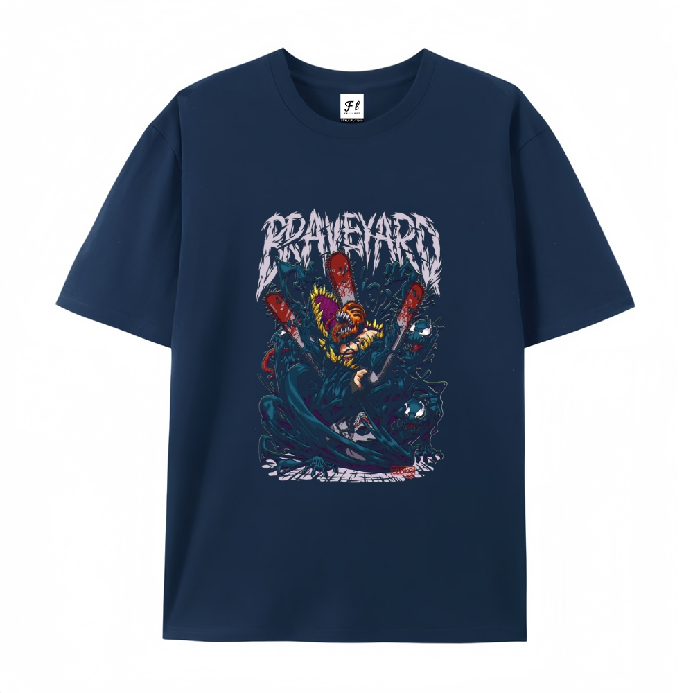 Pure Cotton Unisex Round Neck Anime T-Shirt Chainsaw Man