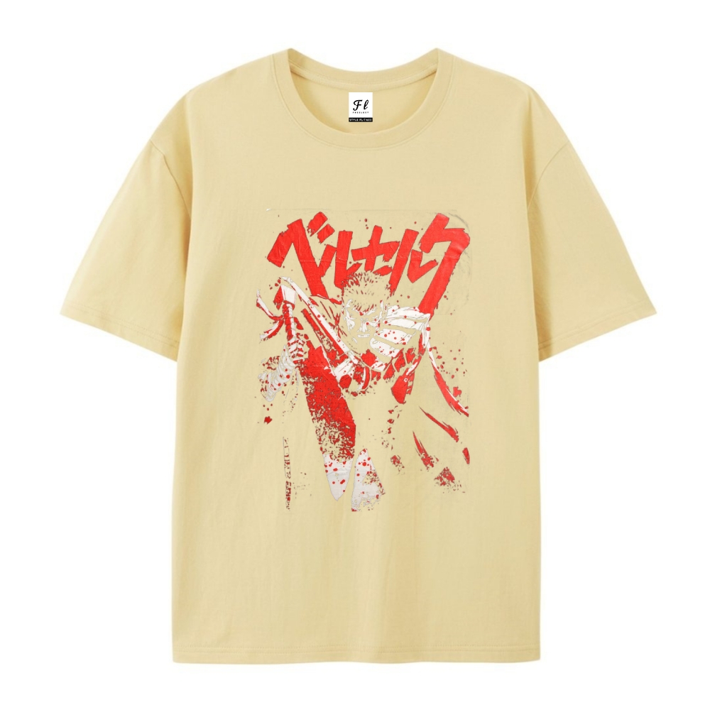 Pure Cotton Unisex Round Neck Anime T-Shirt Berserk