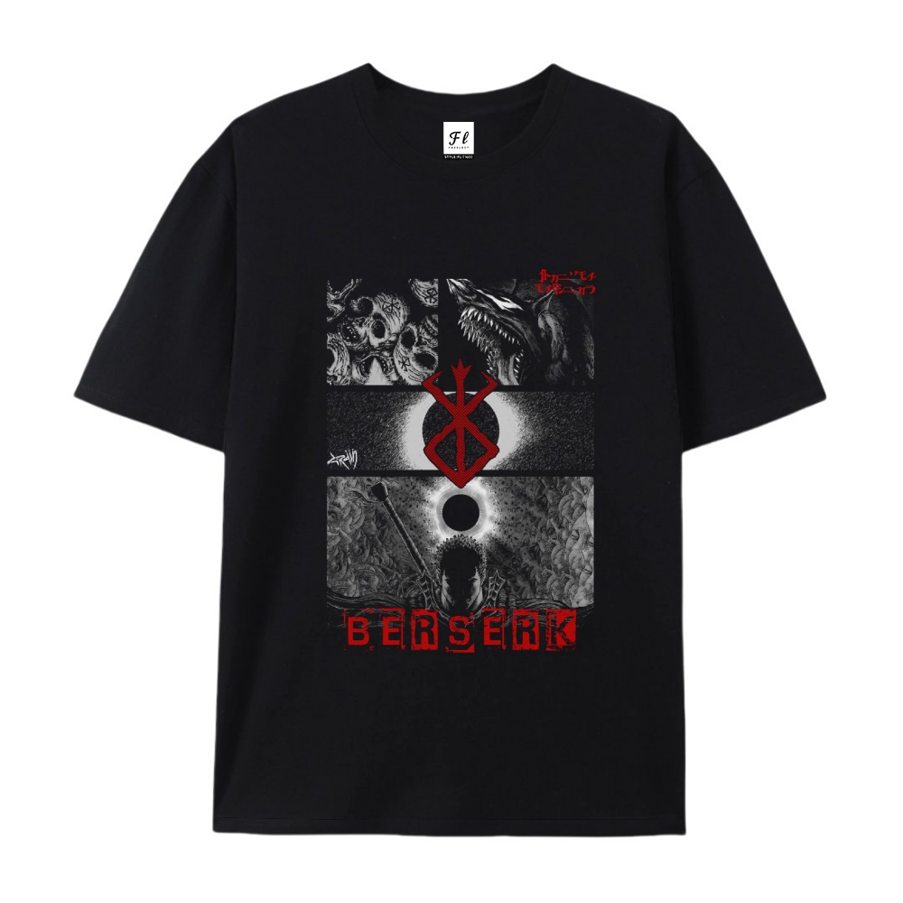 Pure Cotton Unisex Round Neck Anime T-Shirt Berserk