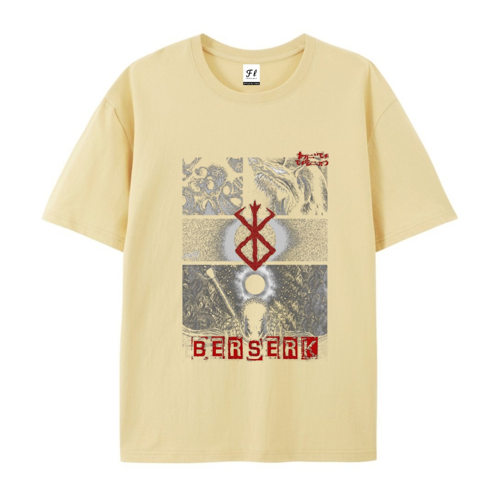 Pure Cotton Unisex Round Neck Anime T-Shirt Berserk