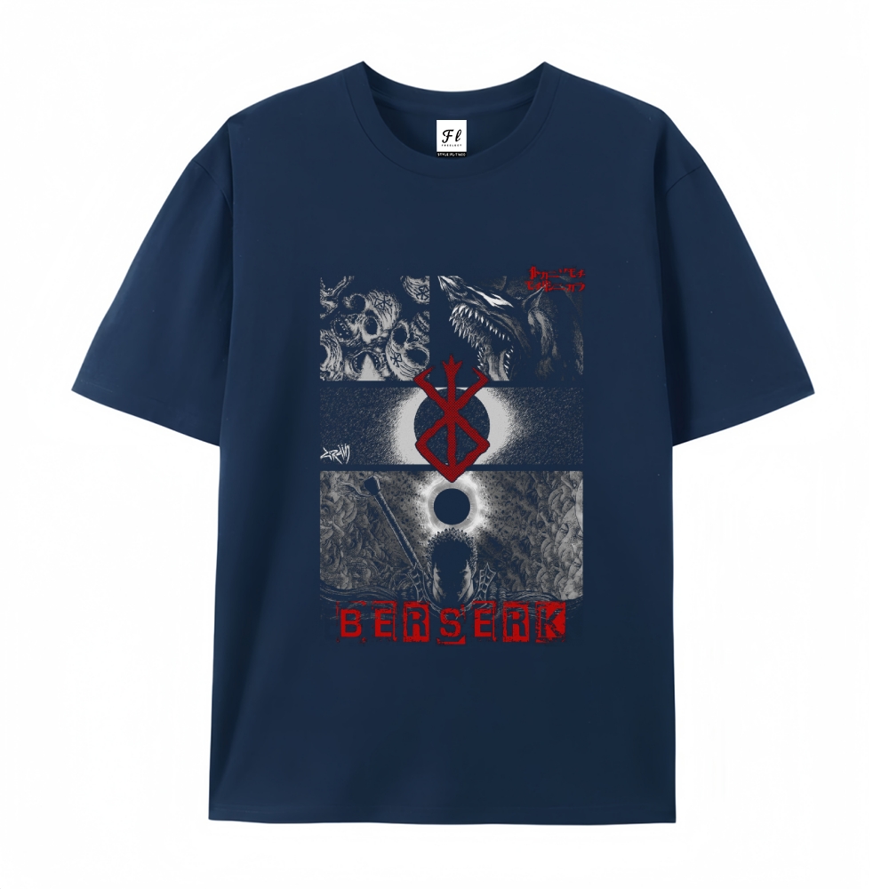 Pure Cotton Unisex Round Neck Anime T-Shirt Berserk