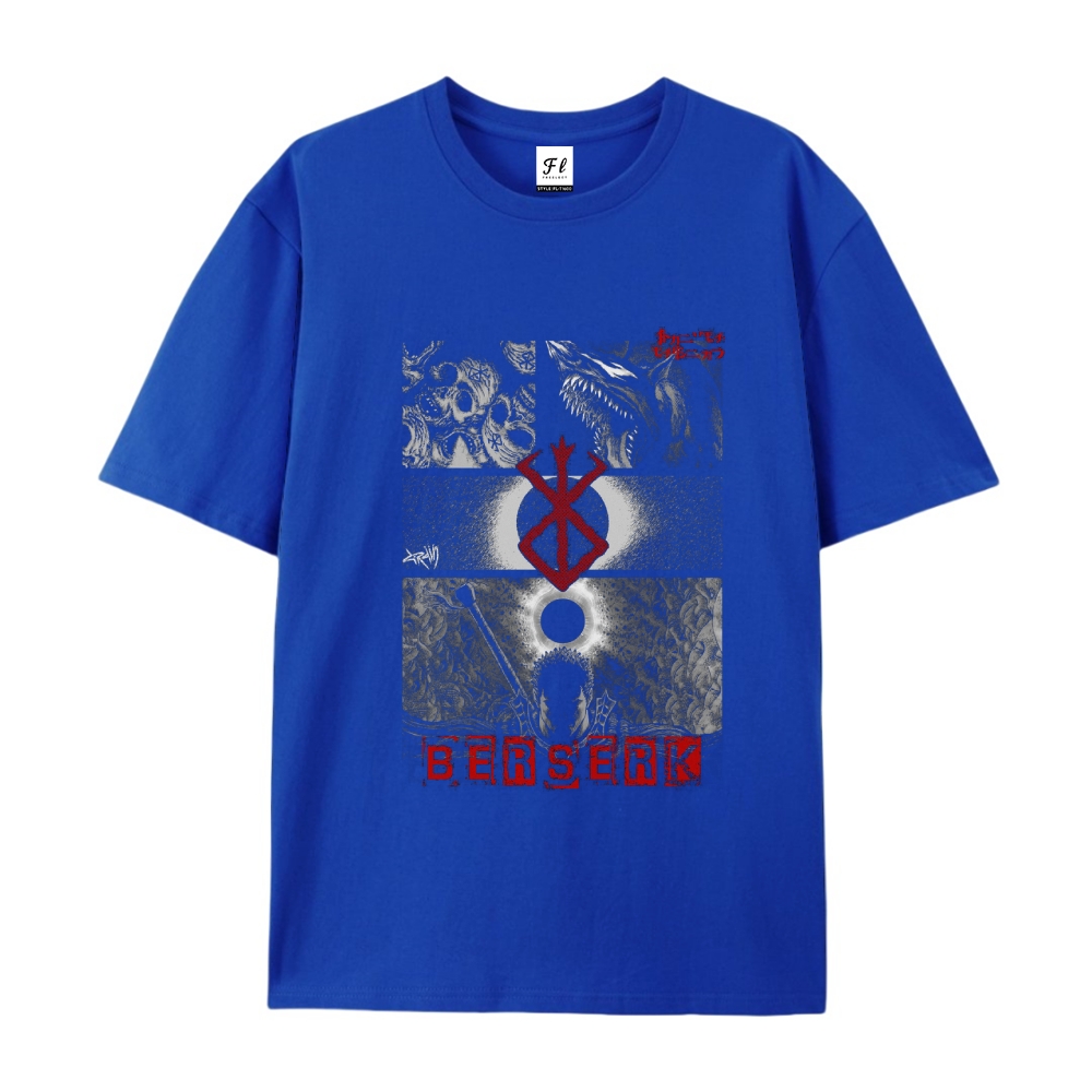 Pure Cotton Unisex Round Neck Anime T-Shirt Berserk
