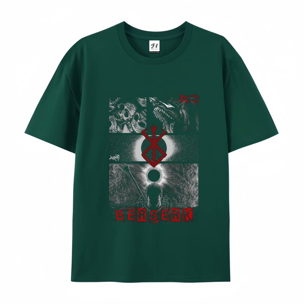 Pure Cotton Unisex Round Neck Anime T-Shirt Berserk
