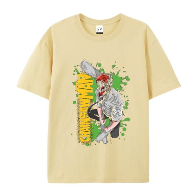 Pure Cotton Unisex Round Neck Anime T-Shirt Chainsaw Man