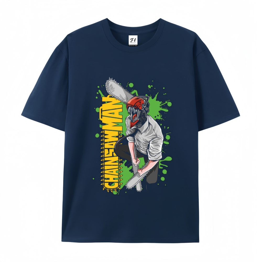Pure Cotton Unisex Round Neck Anime T-Shirt Chainsaw Man