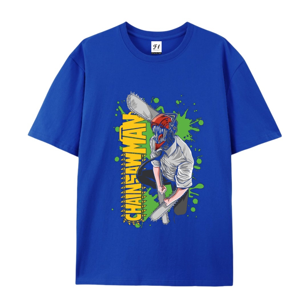 Pure Cotton Unisex Round Neck Anime T-Shirt Chainsaw Man