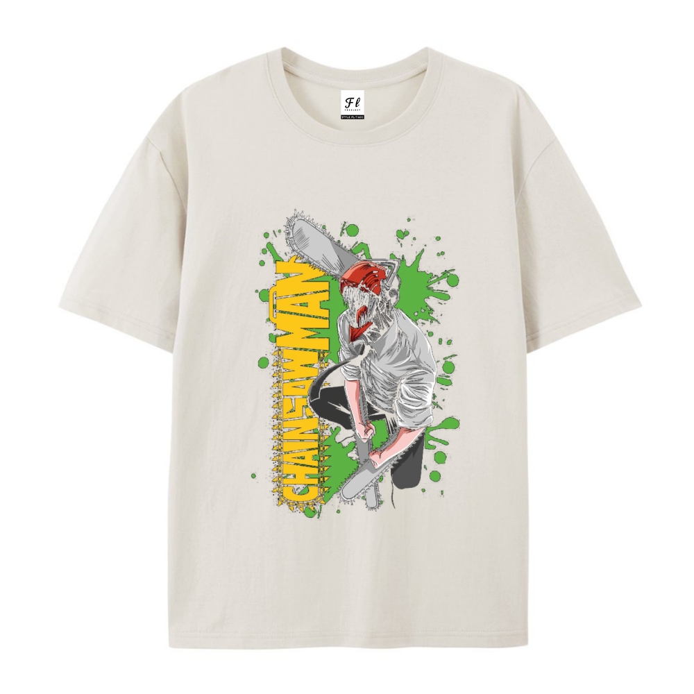 Pure Cotton Unisex Round Neck Anime T-Shirt Chainsaw Man
