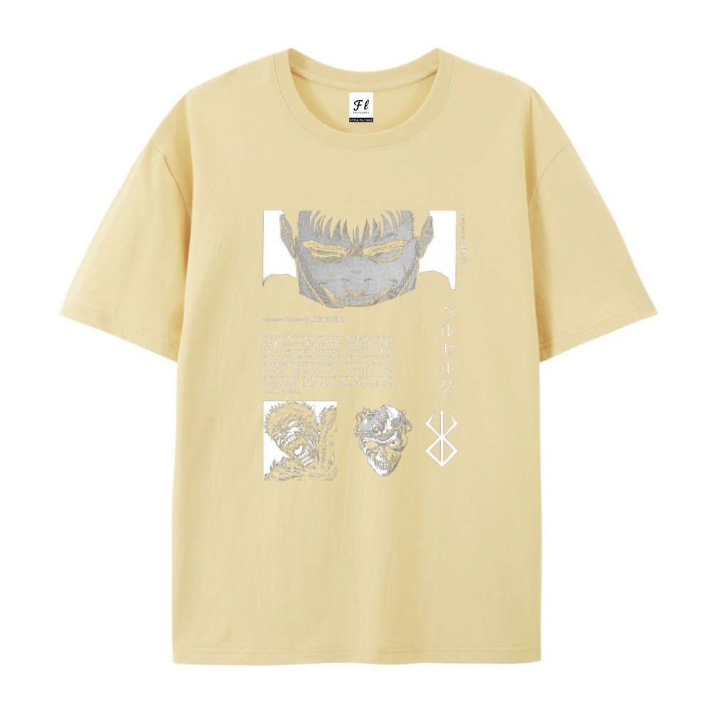 Pure Cotton Unisex Round Neck Anime T-Shirt Berserk