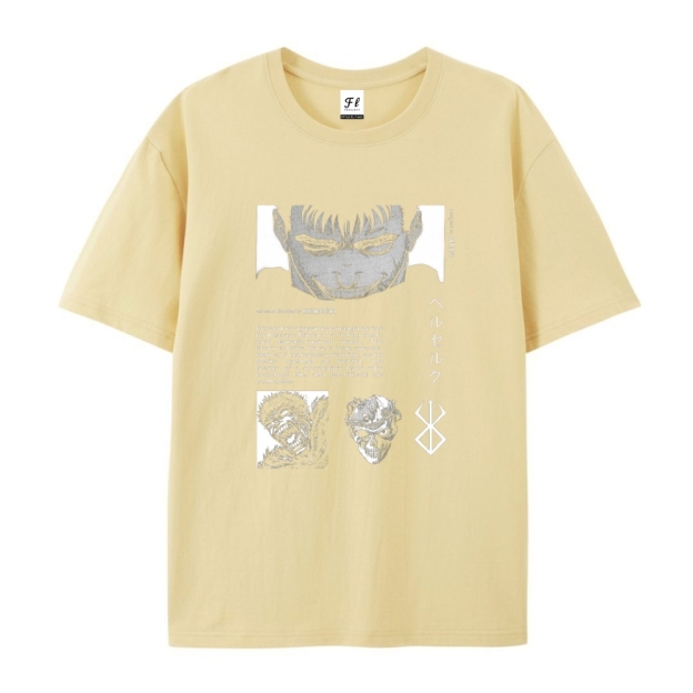 Pure Cotton Unisex Round Neck Anime T-Shirt Berserk