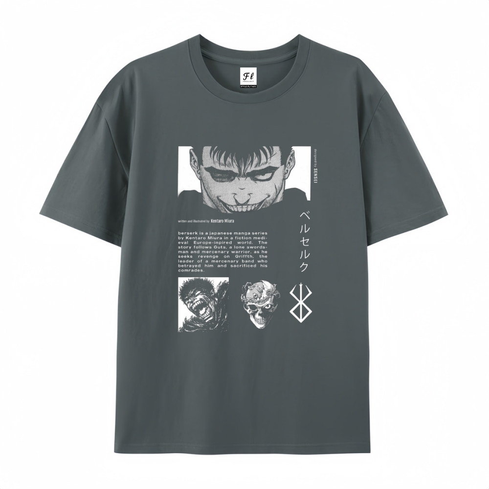 Pure Cotton Unisex Round Neck Anime T-Shirt Berserk