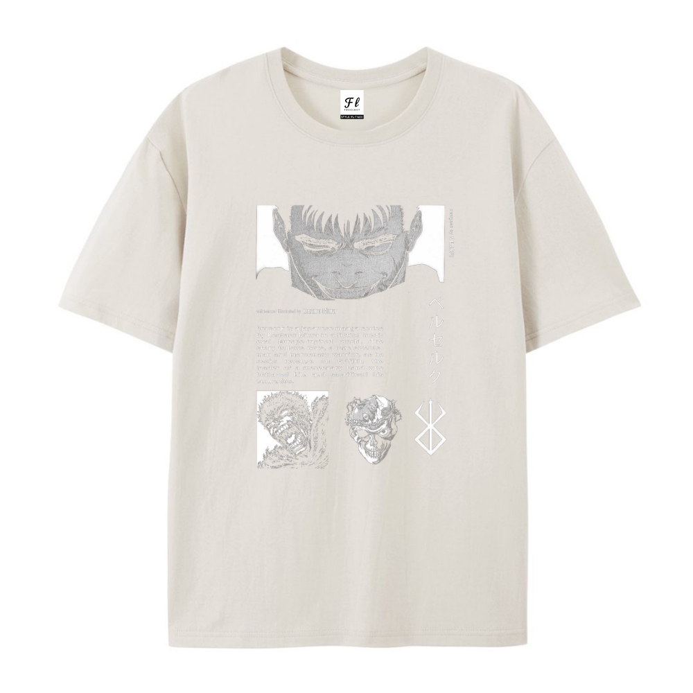 Pure Cotton Unisex Round Neck Anime T-Shirt Berserk