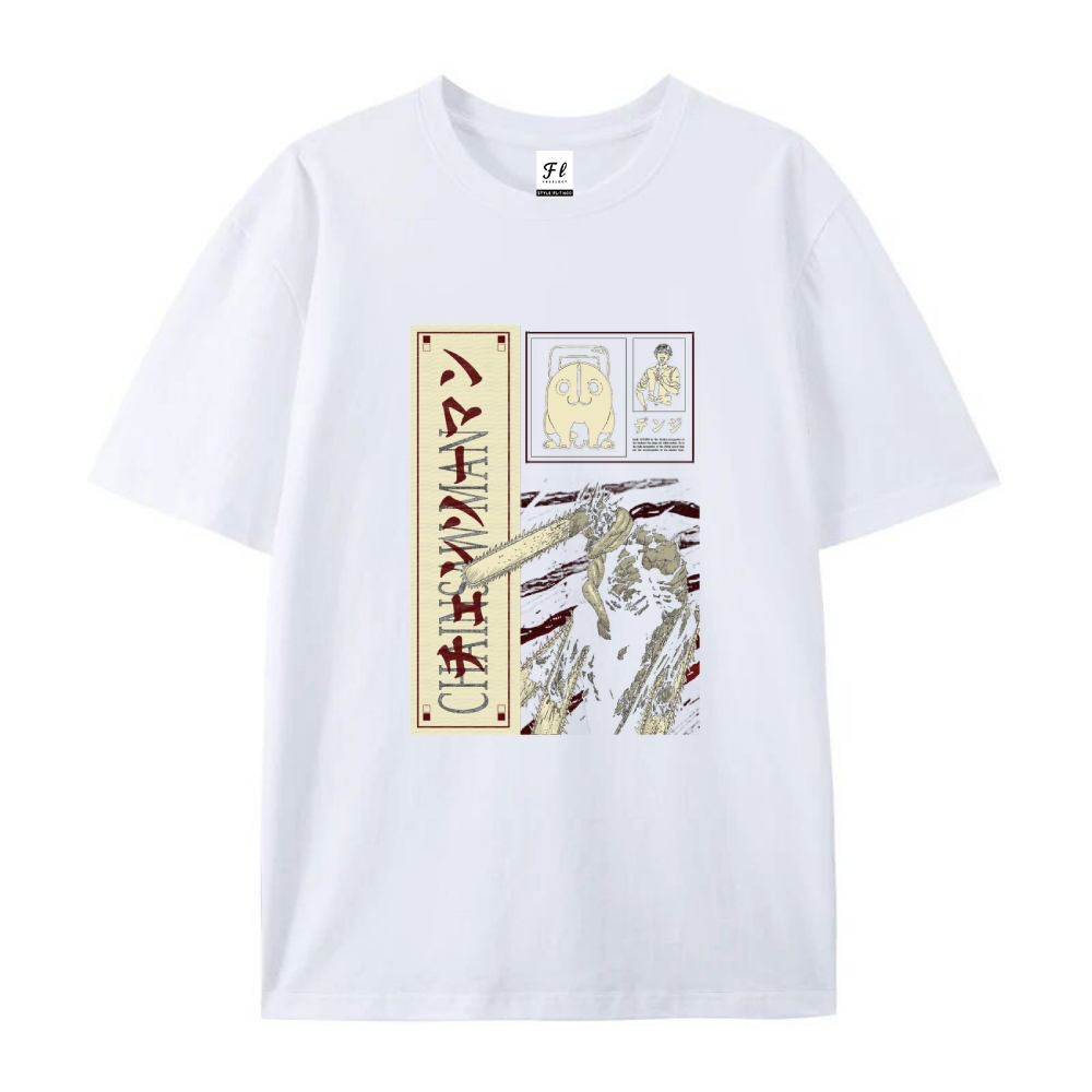 Pure Cotton Unisex Round Neck Anime T-Shirt Chainsaw Man