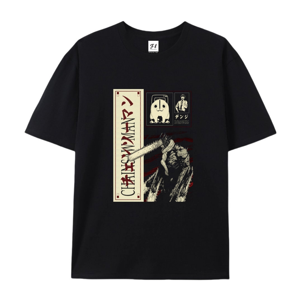 Pure Cotton Unisex Round Neck Anime T-Shirt Chainsaw Man