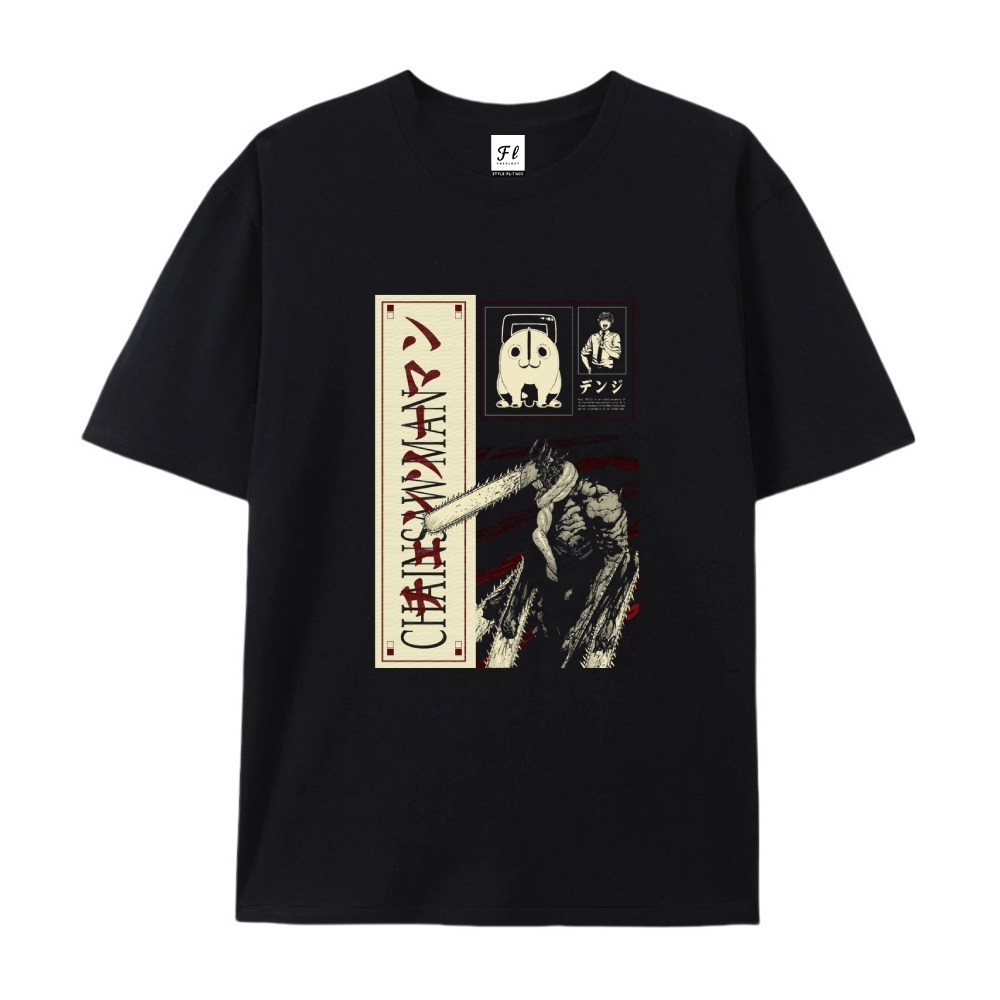 Pure Cotton Unisex Round Neck Anime T-Shirt Chainsaw Man