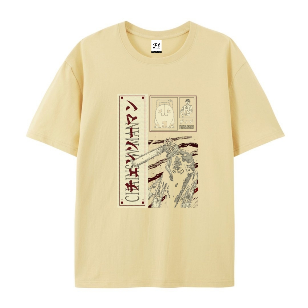 Pure Cotton Unisex Round Neck Anime T-Shirt Chainsaw Man
