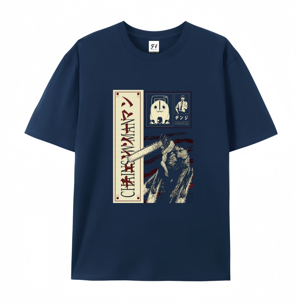 Pure Cotton Unisex Round Neck Anime T-Shirt Chainsaw Man
