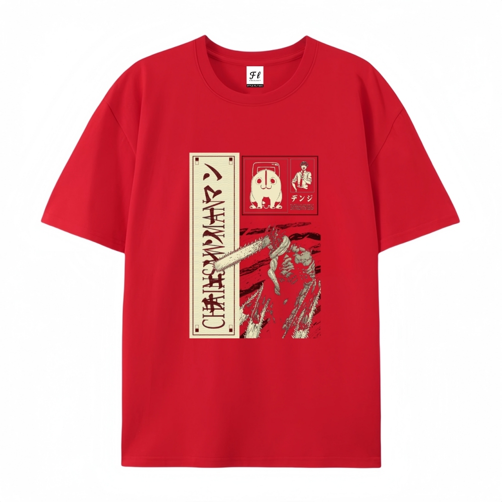 Pure Cotton Unisex Round Neck Anime T-Shirt Chainsaw Man