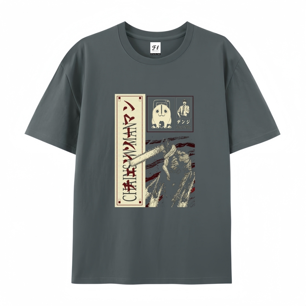 Pure Cotton Unisex Round Neck Anime T-Shirt Chainsaw Man