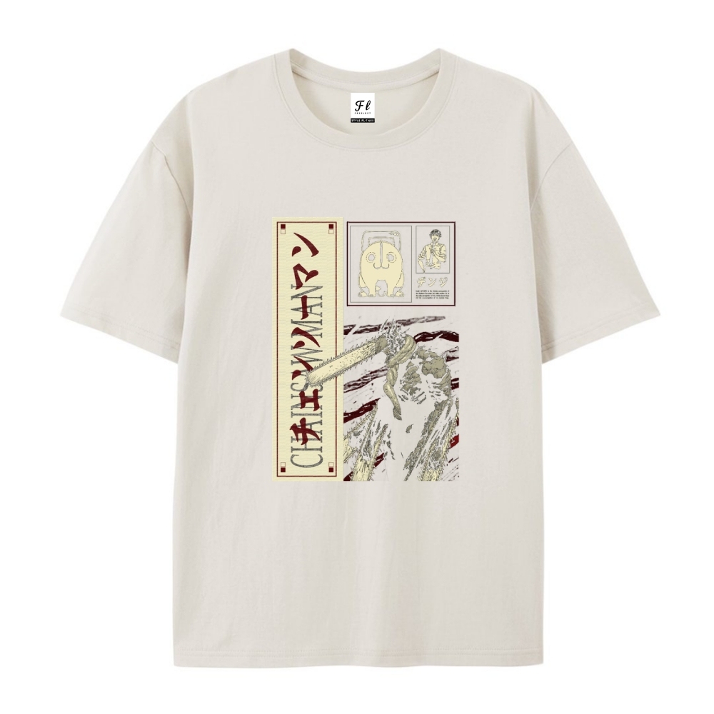 Pure Cotton Unisex Round Neck Anime T-Shirt Chainsaw Man