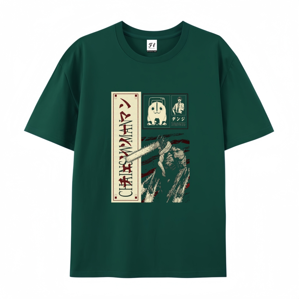 Pure Cotton Unisex Round Neck Anime T-Shirt Chainsaw Man