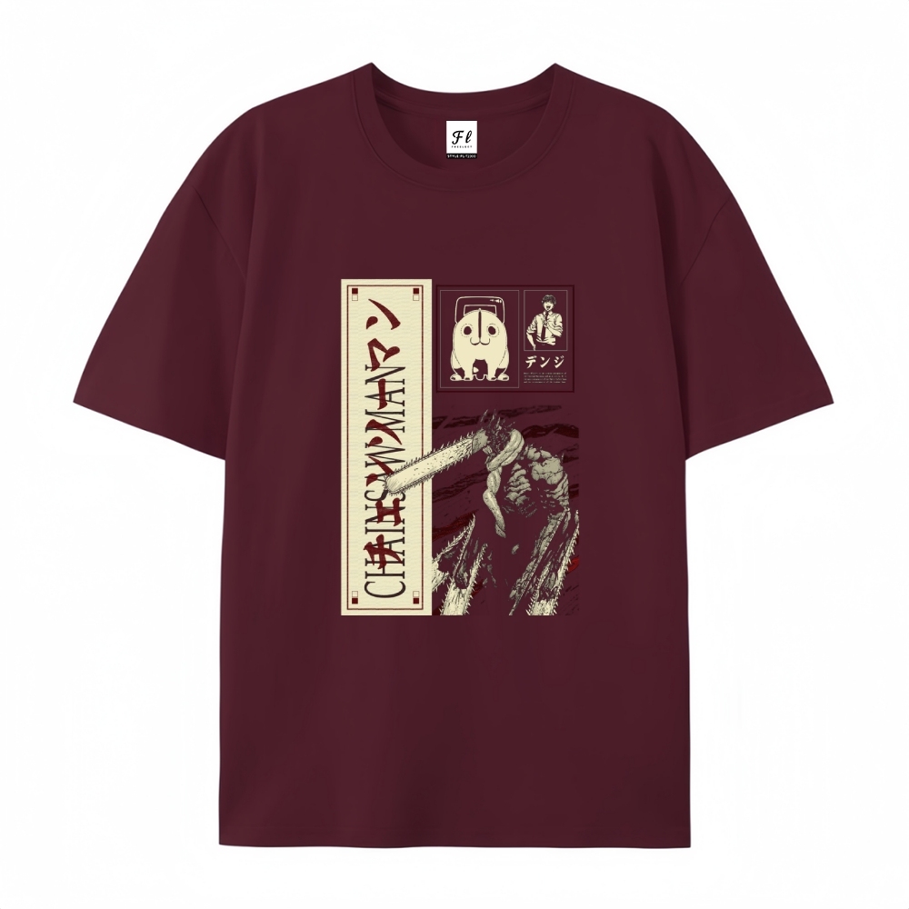 Pure Cotton Unisex Round Neck Anime T-Shirt Chainsaw Man