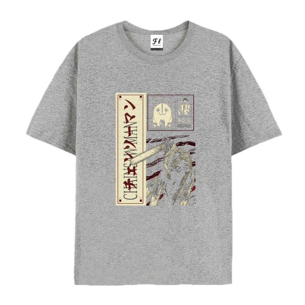 Pure Cotton Unisex Round Neck Anime T-Shirt Chainsaw Man