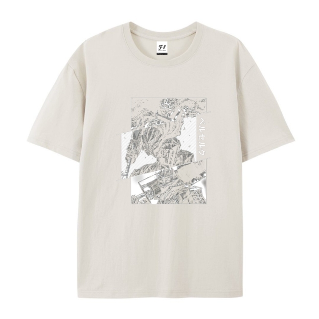 Pure Cotton Unisex Round Neck Anime T-Shirt Berserk