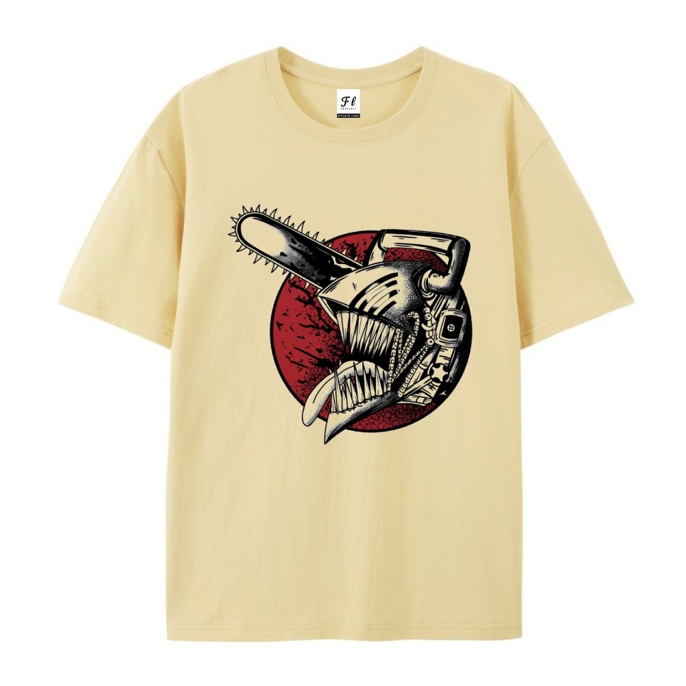 Pure Cotton Unisex Round Neck Anime T-Shirt Chainsaw Man