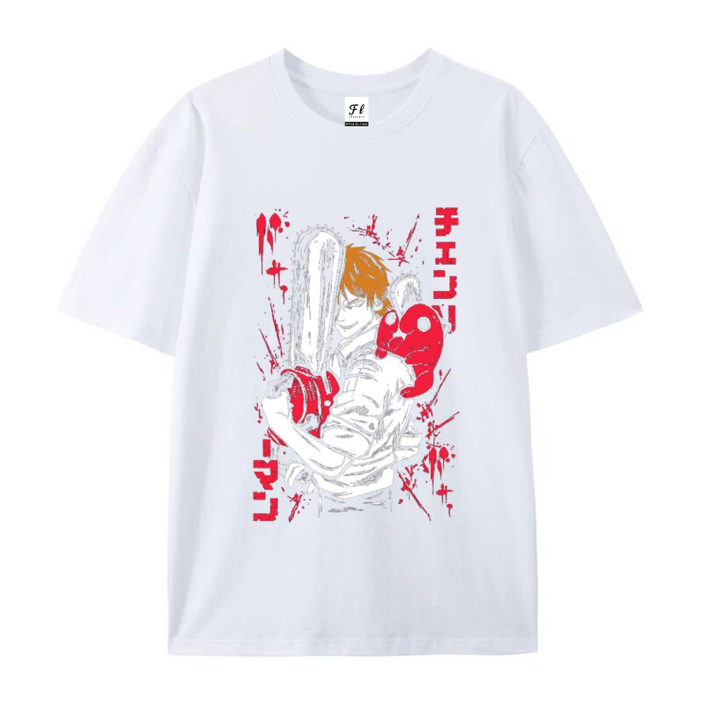 Pure Cotton Unisex Round Neck Anime T-Shirt Chainsaw Man