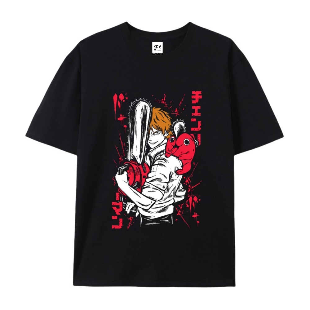 Pure Cotton Unisex Round Neck Anime T-Shirt Chainsaw Man
