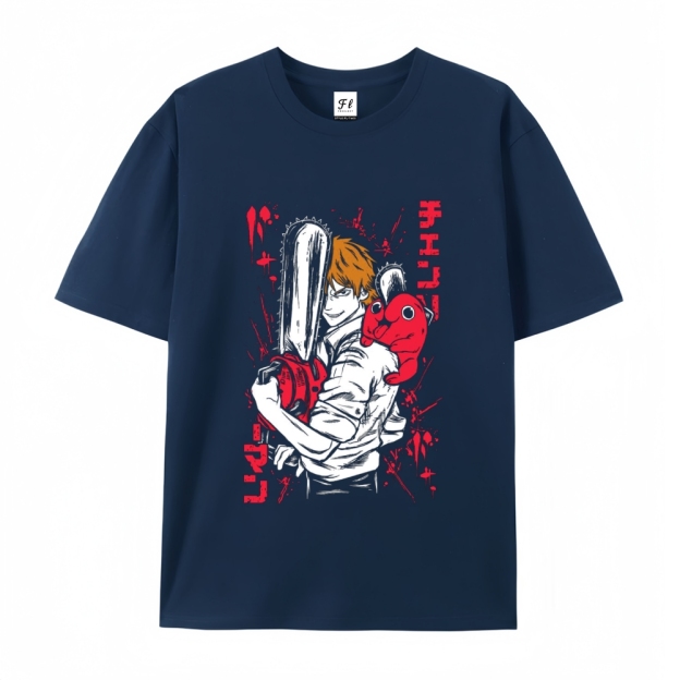 Pure Cotton Unisex Round Neck Anime T-Shirt Chainsaw Man