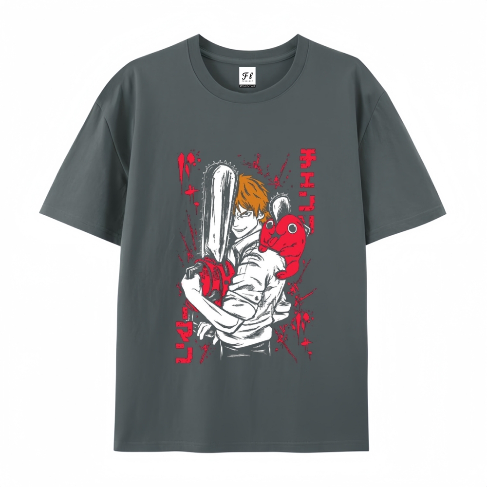 Pure Cotton Unisex Round Neck Anime T-Shirt Chainsaw Man