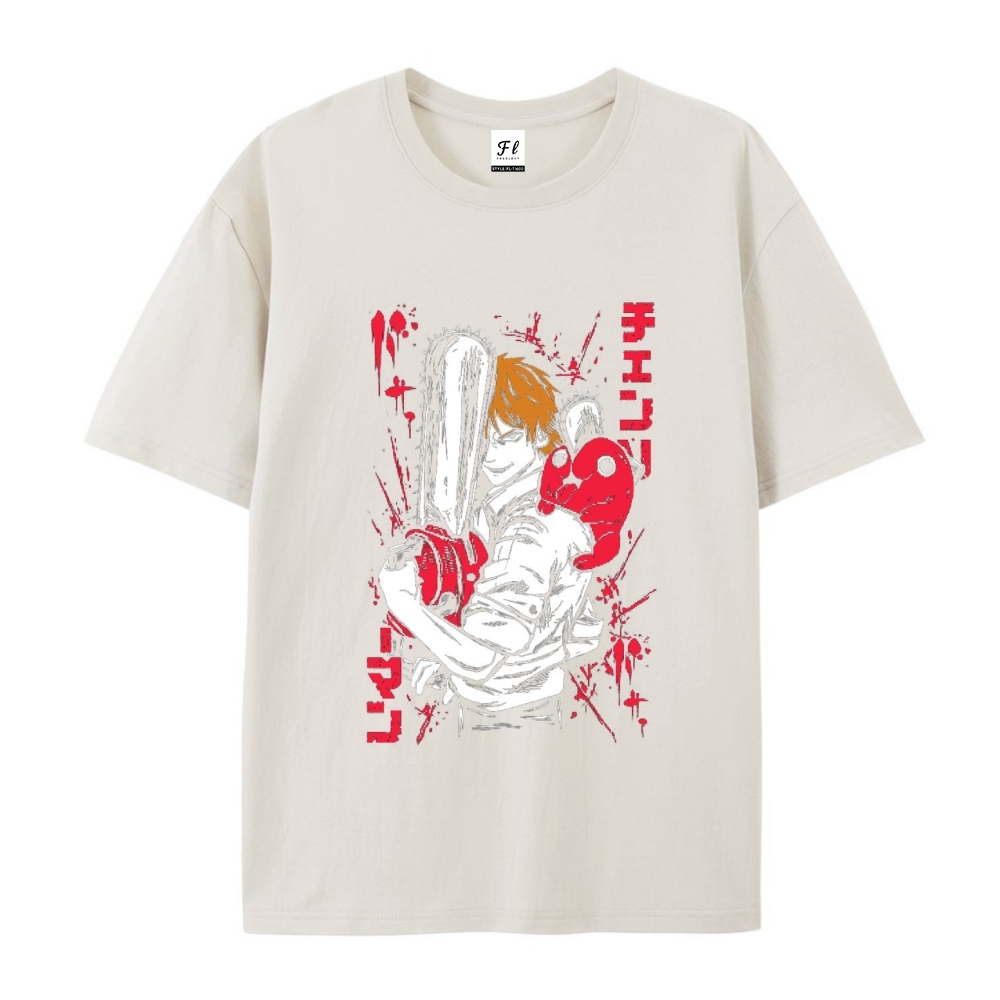 Pure Cotton Unisex Round Neck Anime T-Shirt Chainsaw Man