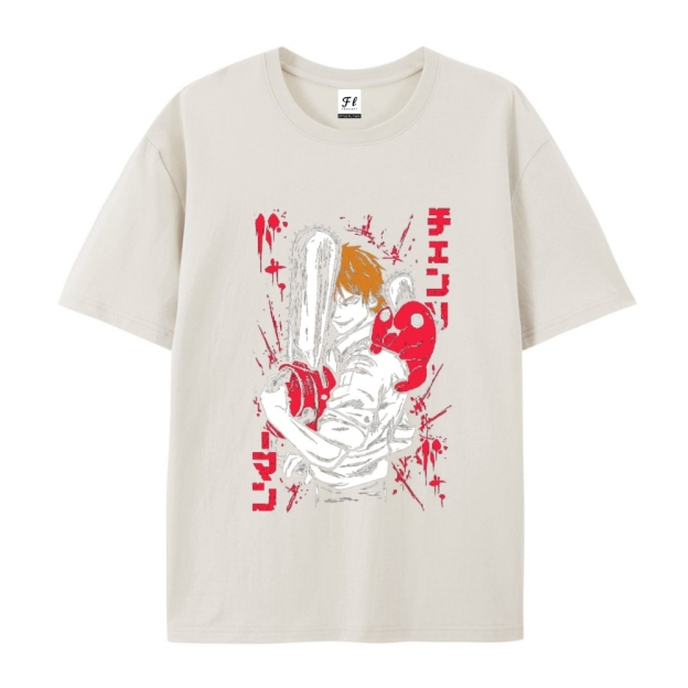 Pure Cotton Unisex Round Neck Anime T-Shirt Chainsaw Man