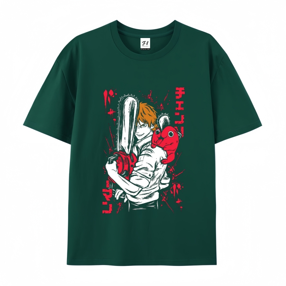 Pure Cotton Unisex Round Neck Anime T-Shirt Chainsaw Man