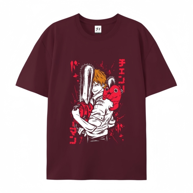 Pure Cotton Unisex Round Neck Anime T-Shirt Chainsaw Man