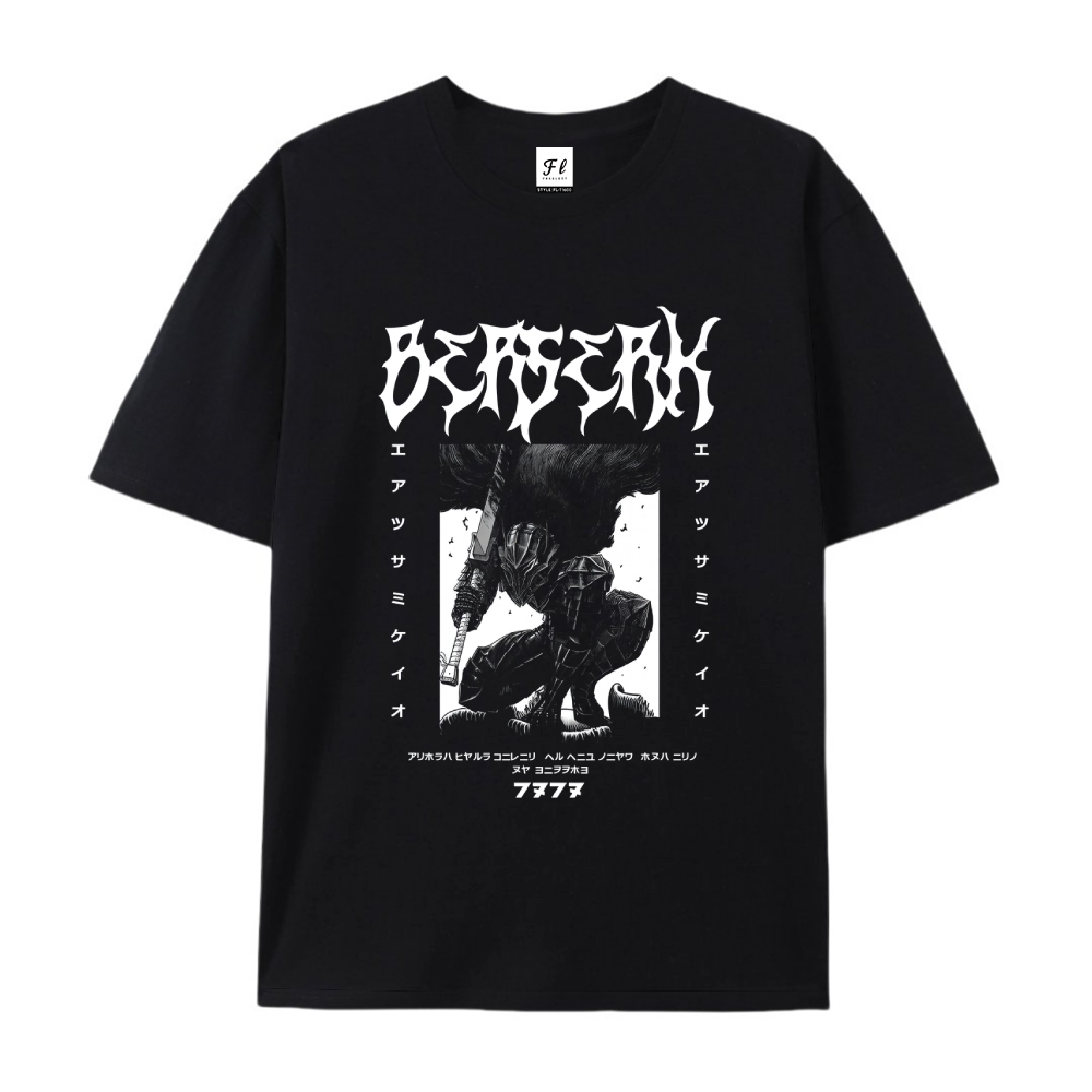 Pure Cotton Unisex Round Neck Anime T-Shirt Berserk