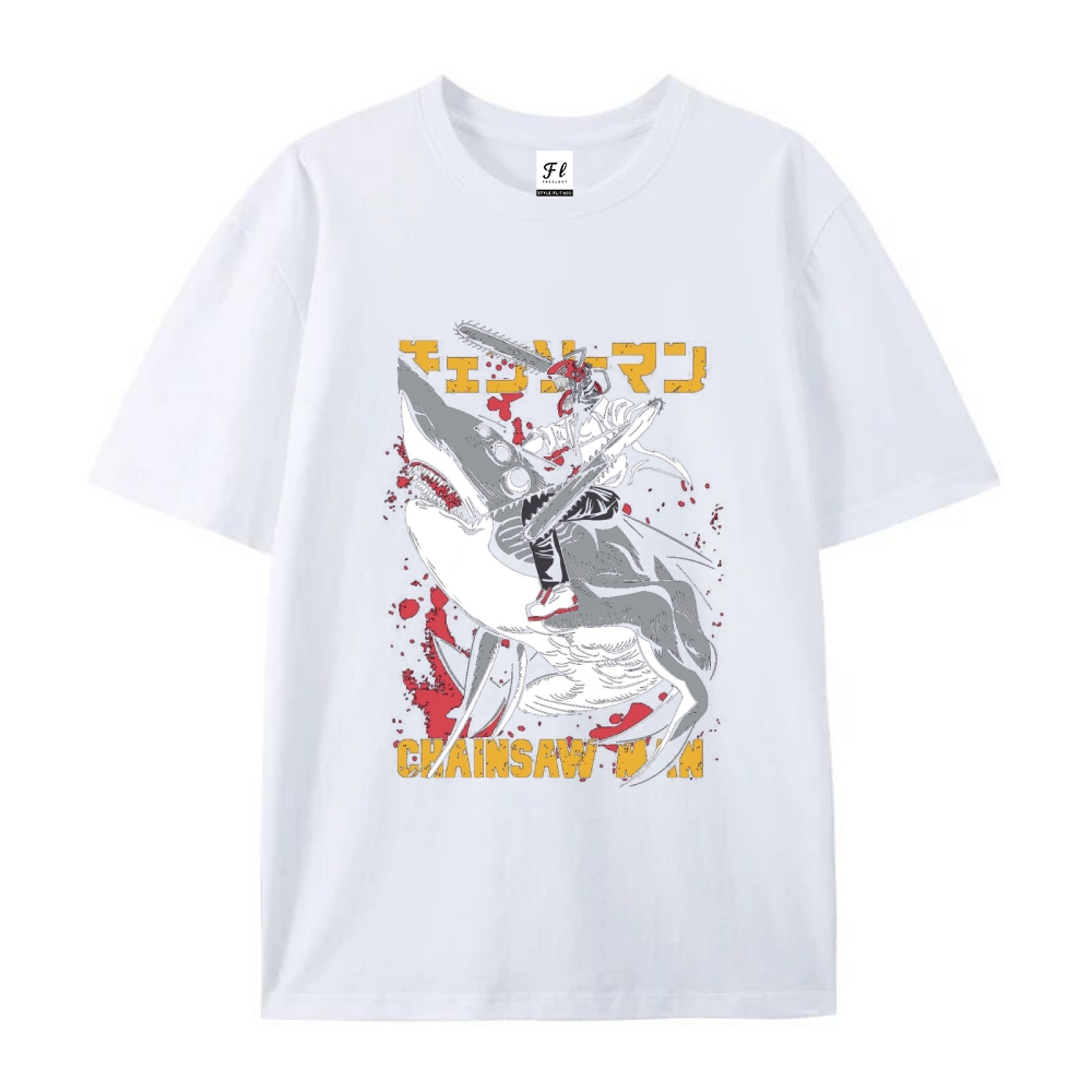 Pure Cotton Unisex Round Neck Anime T-Shirt Chainsaw Man