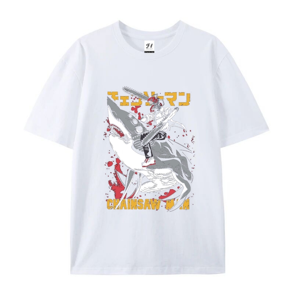 Pure Cotton Unisex Round Neck Anime T-Shirt Chainsaw Man