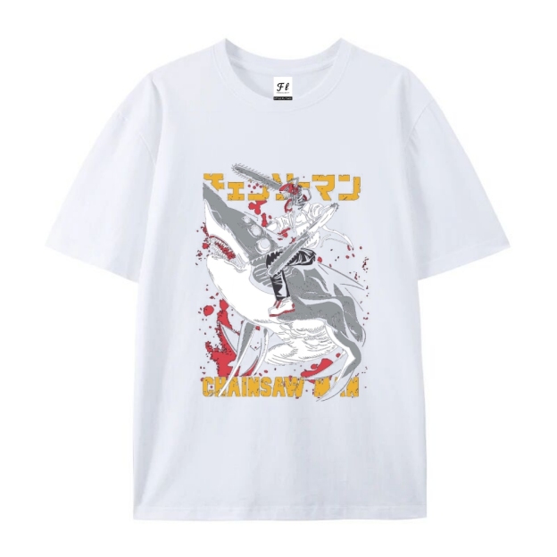 Pure Cotton Unisex Round Neck Anime T-Shirt Chainsaw Man