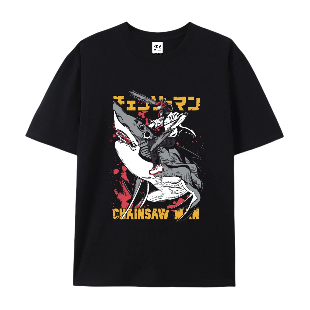 Pure Cotton Unisex Round Neck Anime T-Shirt Chainsaw Man