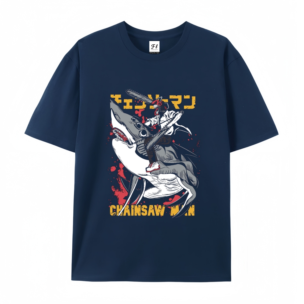 Pure Cotton Unisex Round Neck Anime T-Shirt Chainsaw Man