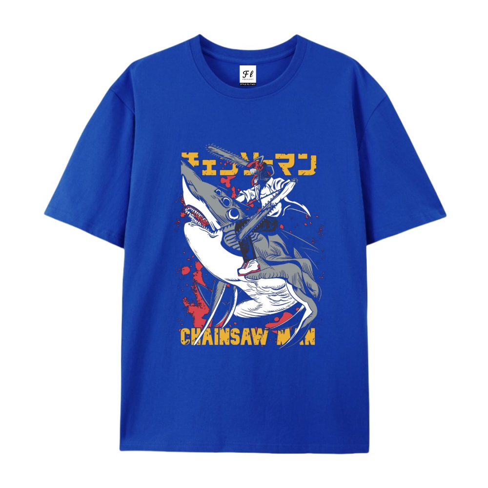 Pure Cotton Unisex Round Neck Anime T-Shirt Chainsaw Man