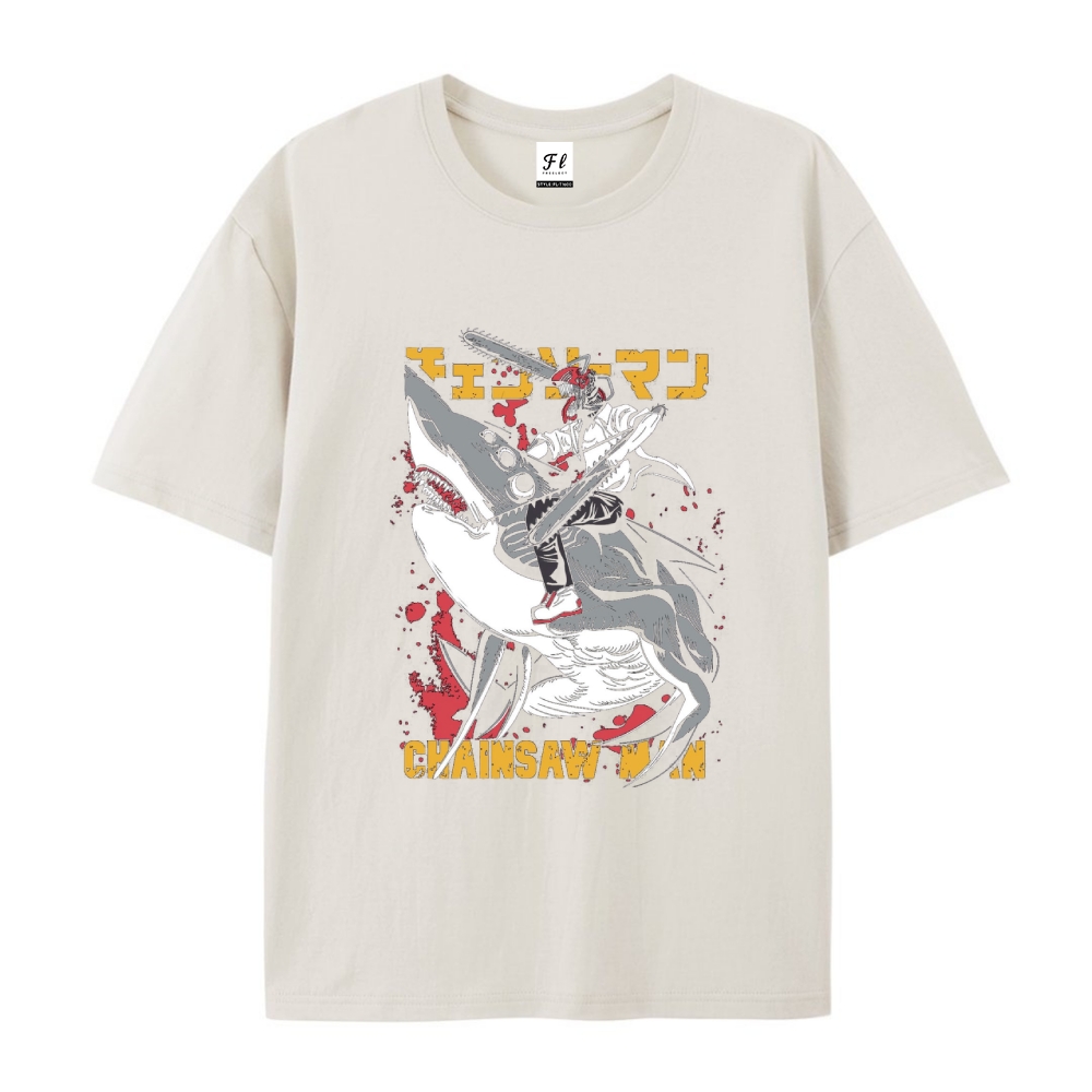 Pure Cotton Unisex Round Neck Anime T-Shirt Chainsaw Man