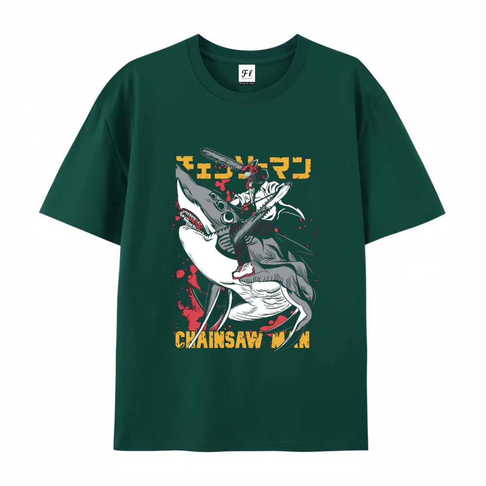 Pure Cotton Unisex Round Neck Anime T-Shirt Chainsaw Man