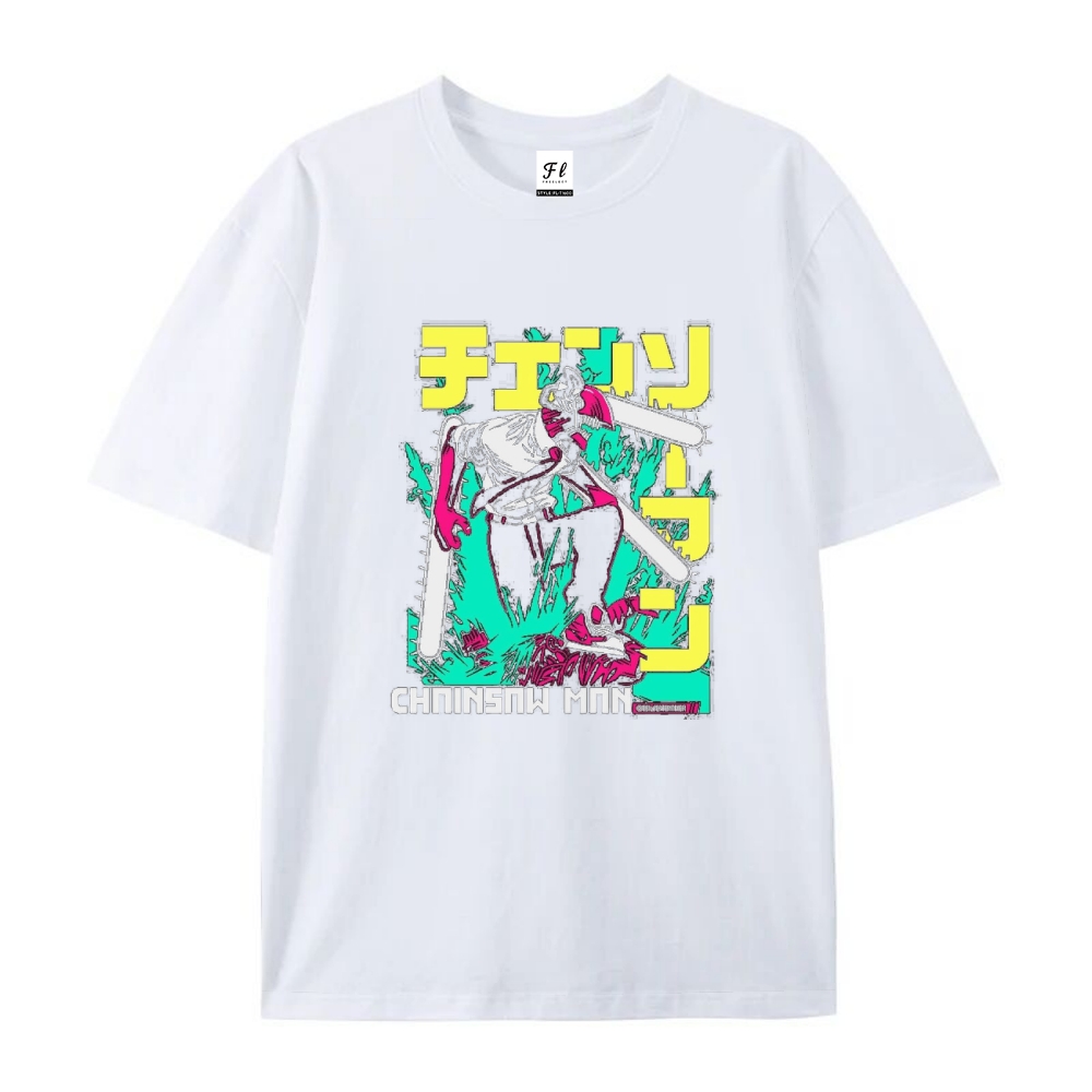 Pure Cotton Unisex Round Neck Anime T-Shirt Chainsaw Man