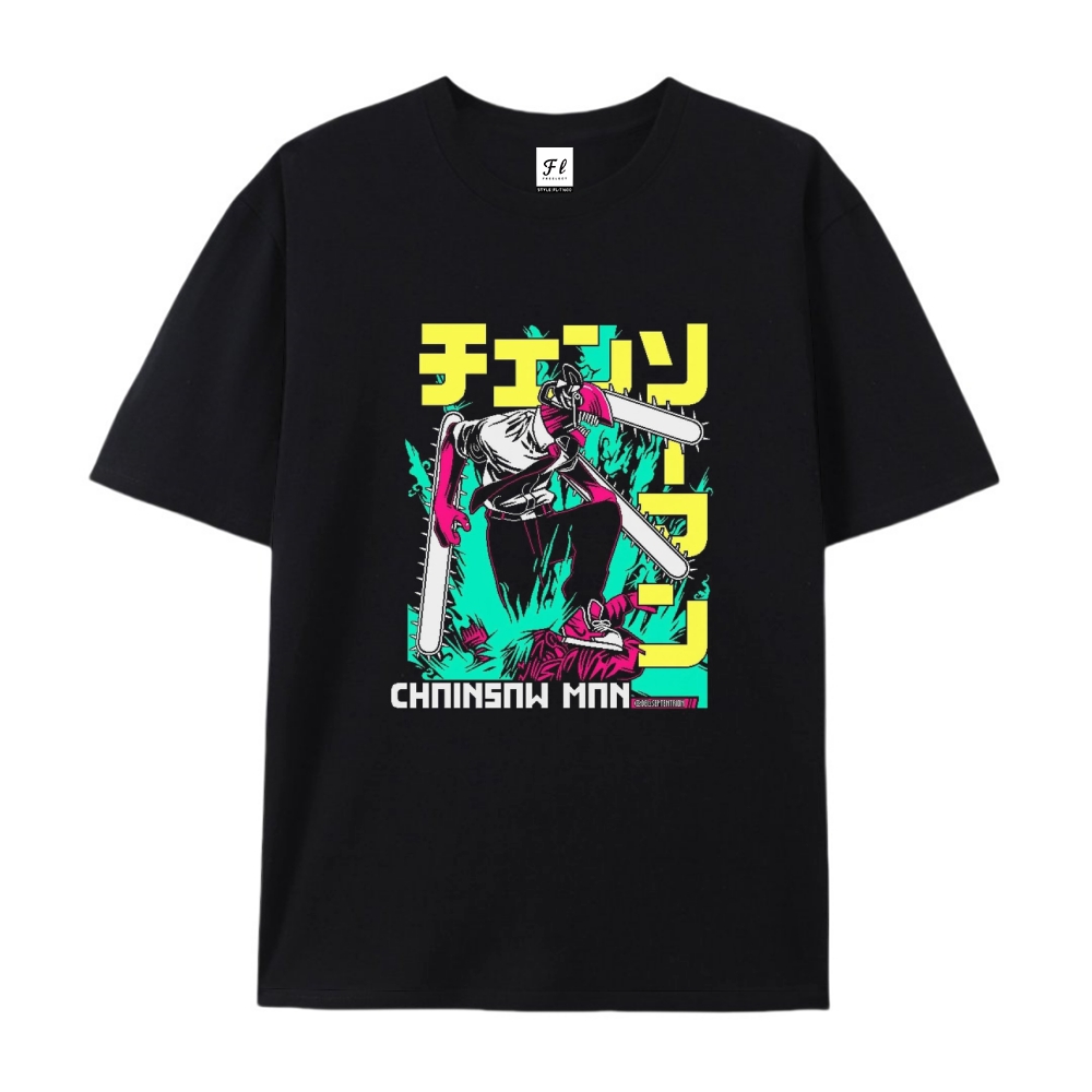 Pure Cotton Unisex Round Neck Anime T-Shirt Chainsaw Man