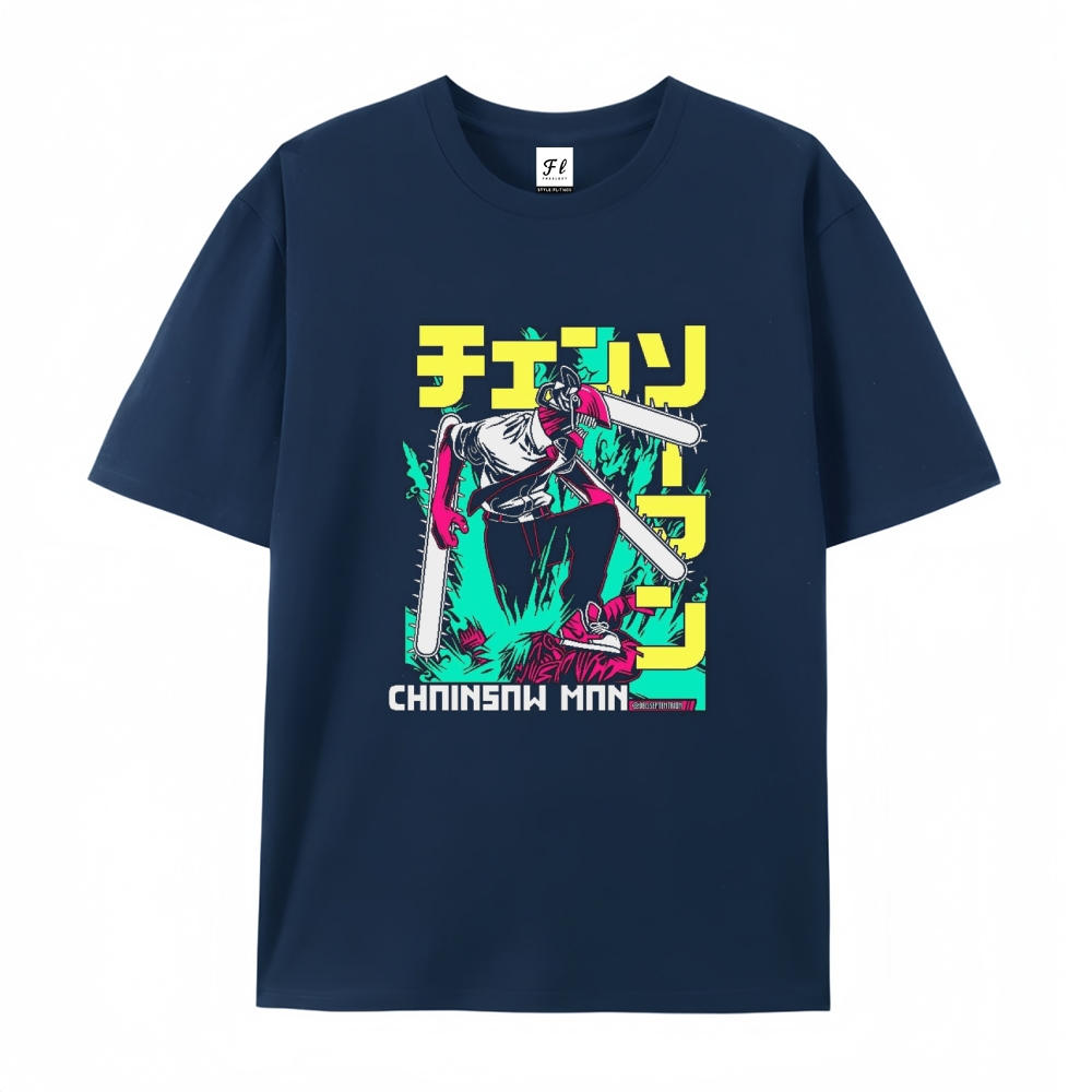 Pure Cotton Unisex Round Neck Anime T-Shirt Chainsaw Man