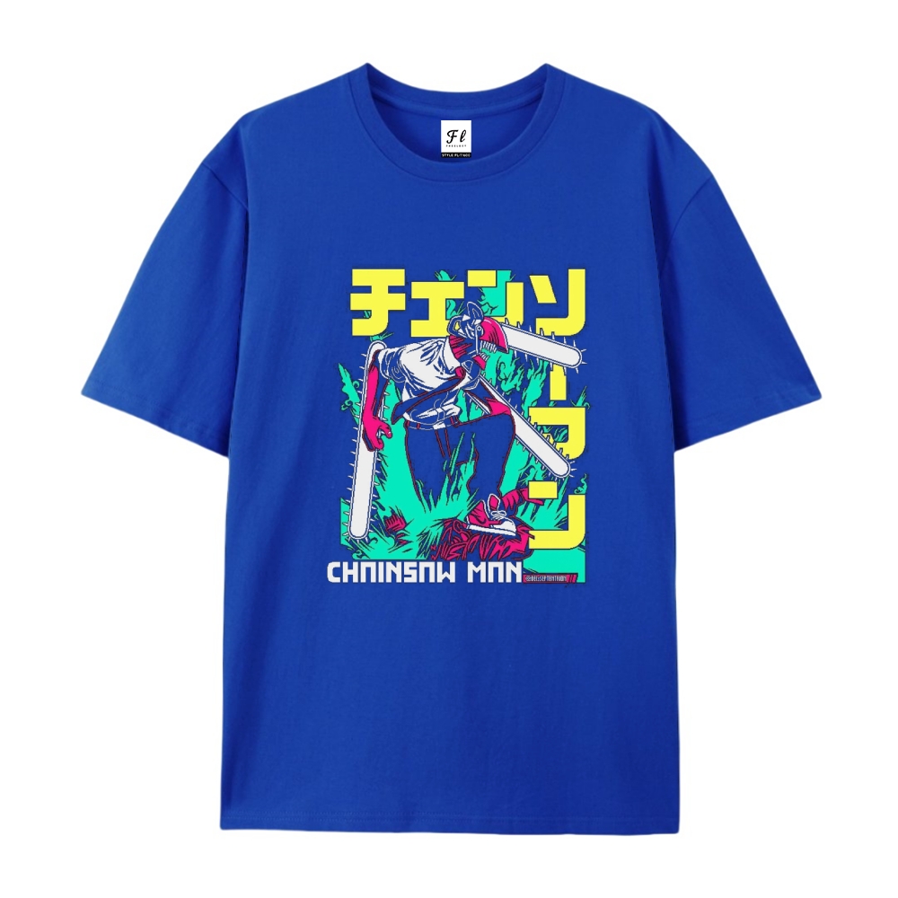 Pure Cotton Unisex Round Neck Anime T-Shirt Chainsaw Man