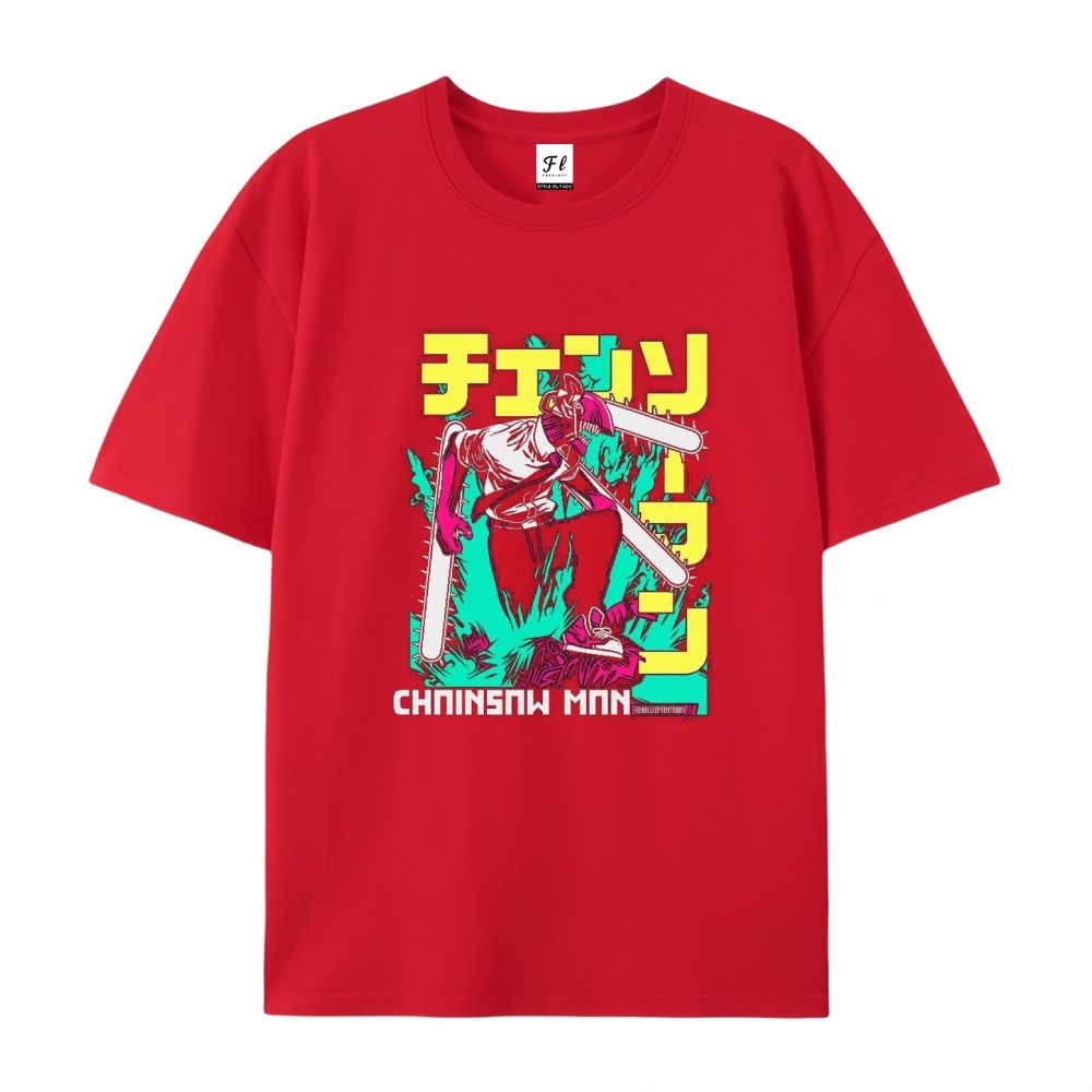 Pure Cotton Unisex Round Neck Anime T-Shirt Chainsaw Man